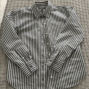 Classic Gray and White Striped Men's-Style Shirt
